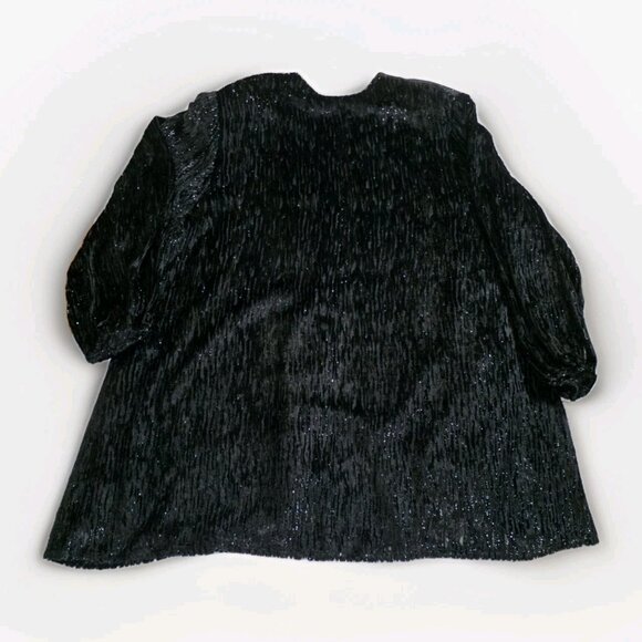 VTG Diane Freis Burnout Velvet Cardigan 1X Black Metallic Lined LS Lagenlook - Picture 14 of 16